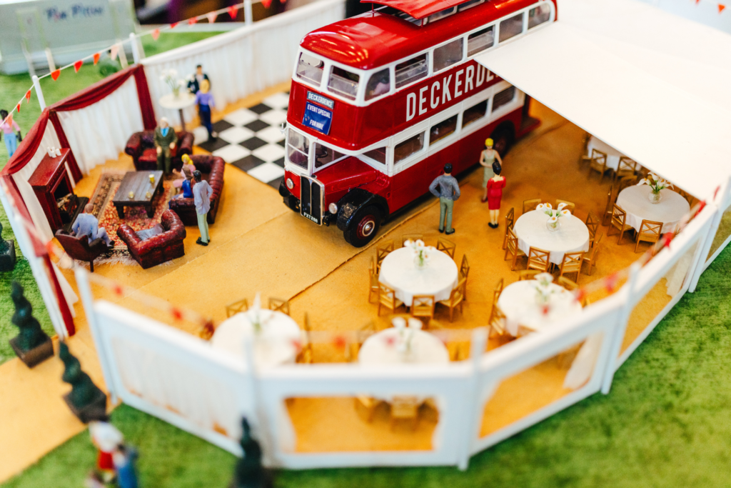 Deckerdence unique wedding venue scaled model on show at a wedding fair